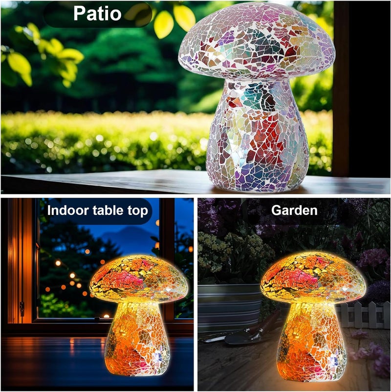 Darkdec Mosaic Mushroom Garden Lights - Table Lamp Outdoor Decor Waterproof Night Light Lawn Decor Statue for Patio, Party, Yard (Red) - Image 5